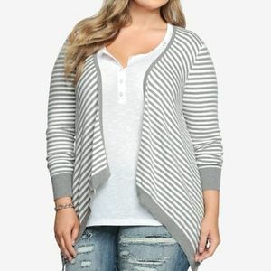 EUC Torrid Asymmetrical Striped Cardigan